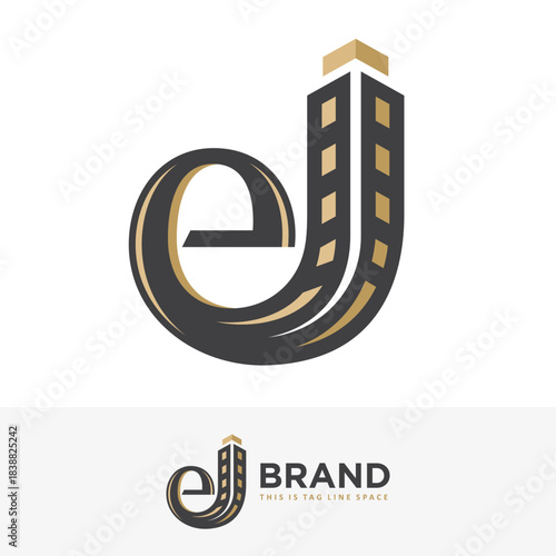 Small Letter E Skyscraper Building Real Estate Property Vector Logo Art