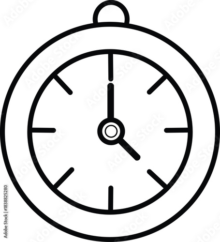 Clock Icon with Time Symbol and Stopwatch Outline Representing Schedule Graphic, Countdown Indicator and Timekeeping Design