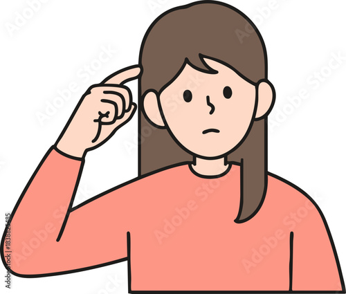 A girl scratching her head