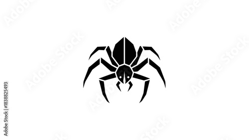 A black spider icon on a white background with eight legs spread out.