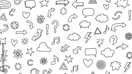 Collection of Hand-Drawn Doodle Icons and Symbols for Design and Creativity