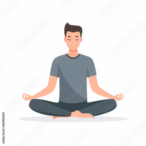 Man in Lotus Position Meditating for Wellness and Relaxation.
