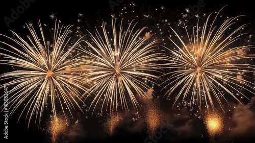 Digital Gift Concept: Luxury Golden Sparkling Present on Laptop Keyboard with Dark Bokeh Lights and Confetti