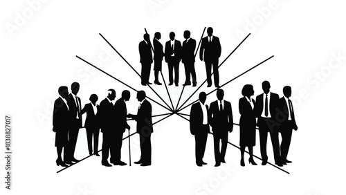 Business professionals connecting and networking in a circular formation
