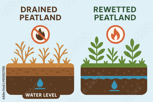 Peatland Fire Prevention and Rewetting Illustration