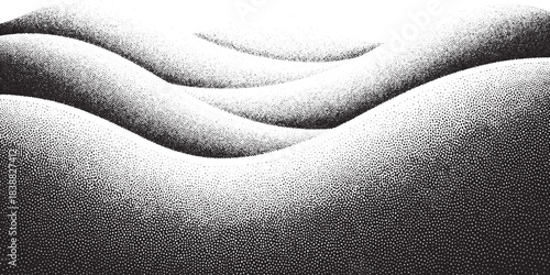 Abstract Black and White Sand Dunes with Ripples and Shadows.