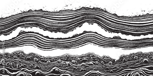 Abstract Black and White Wavy Lines and Textured Patterns.