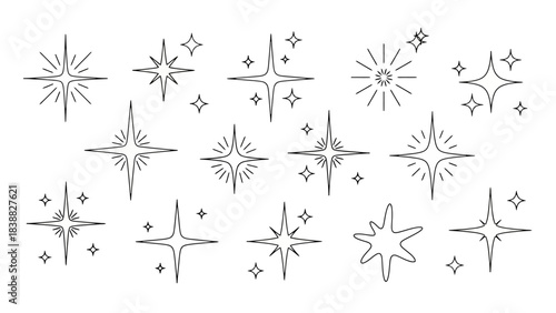 Collection of Twinkling Star Sparkle Icons and Graphic Elements for Design