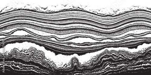 Abstract geological strata layers with wavy patterns and textures.