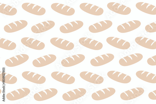 Seamless Long Bread Pattern with Hand-Drawn Baguette Illustrations on a Clean Background for Bakery and Food-Themed Designs