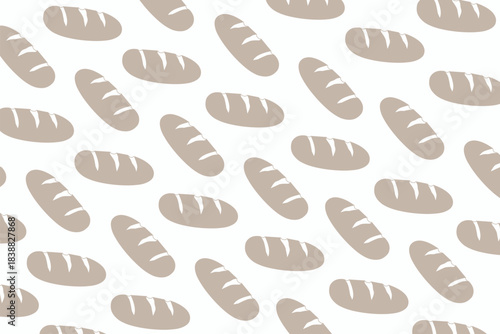 Seamless Long Bread Pattern with Hand-Drawn Baguette Illustrations on a Clean Background for Bakery and Food-Themed Designs