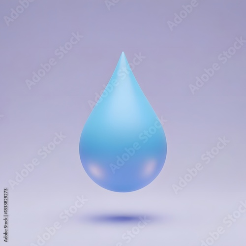 Blue water drop with a shiny clear droplet on a clean background