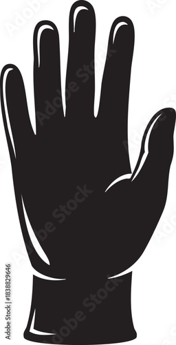 Black silhouette of a gloved hand with fingers spread open vector