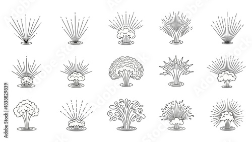 Diverse Set of Hand-Drawn Explosion and Burst Vector Icons for Design Projects