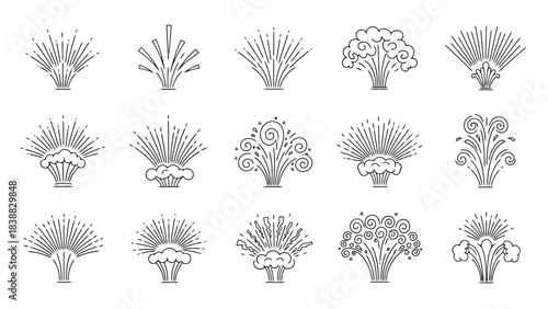 Collection of Art Exploding Firework and Explosion Icons for Celebrations