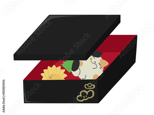 重箱の中 ねこ 主線なし