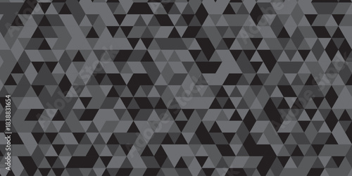 Vector abstract geometric black and gray low polygon triangle paper wallpaper. origami paper background. gradient grid creative digital business triangular low textile design.	