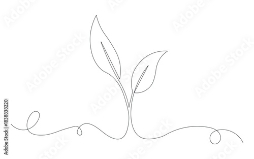 Continuous one line drawing of Natural organic plant icon vector. young plant sprout emerging symbol. vector illustration.