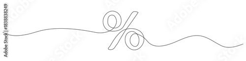 Continuous one line drawing of Percentage icon vector. finance discounts, mathematical ratio symbol. vector illustration.