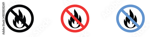No open flame prohibition sign icon vector. safety, warning symbol. vector illustration.