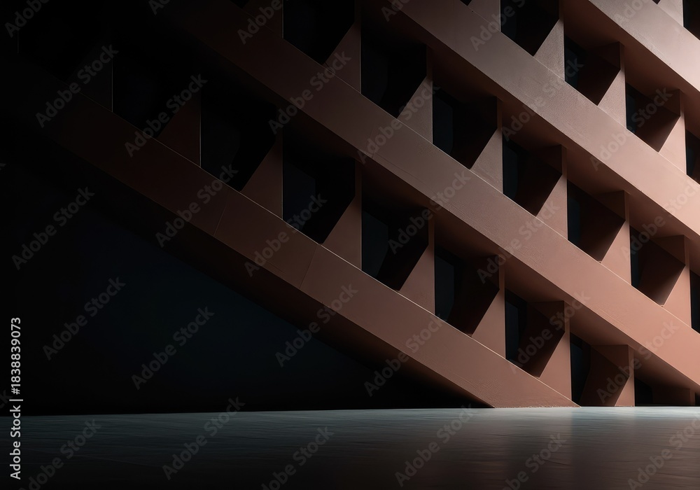 Naklejka premium Abstract architectural pattern showing rhythmic spacing and geometric elements on a smooth surface creating intentional negative space ,systematic ,balance ,parallel
