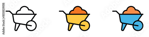 Wheel Barrow icon vector. construction and gardening task symbol. vector illustration.