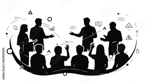 Diverse group of people communicating and collaborating