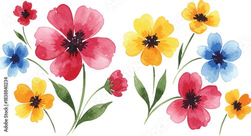 Vibrant Watercolor Wildflowers A Delicate Floral Arrangement for Spring and Summer Designs