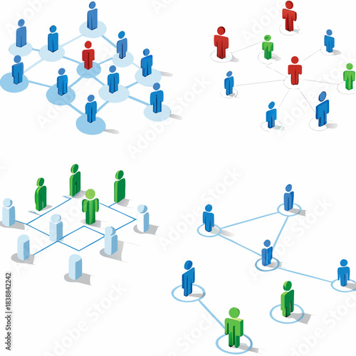 Visualizing connections people represented as nodes in a network illustration