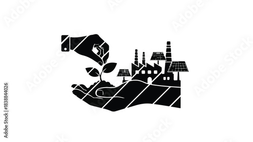 Sustainable cityscape growing on a nurturing hand