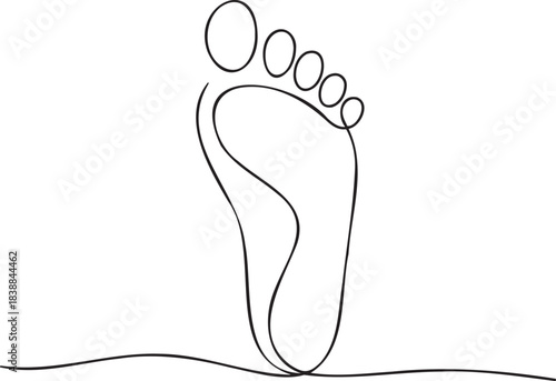 Continuous Line Footprint – Minimal Vector Illustration of Human Step 