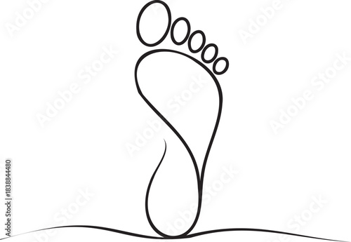 Continuous Line Footprint – Minimal Vector Illustration of Human Step 