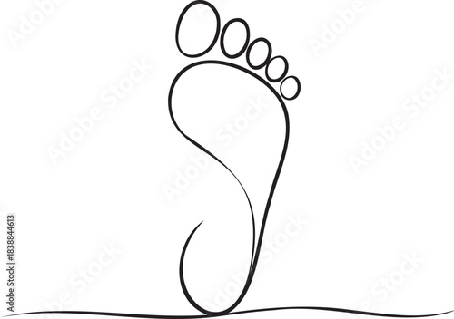 Continuous Line Footprint – Minimal Vector Illustration of Human Step 