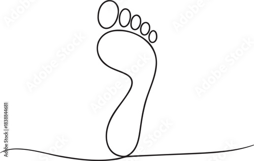Continuous Line Footprint – Minimal Vector Illustration of Human Step 