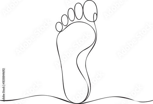 Continuous Line Footprint – Minimal Vector Illustration of Human Step 
