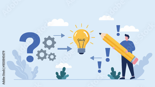 Creative Problem Solving and Idea Generation Process - From Question to Solution with a Lightbulb and Pencil