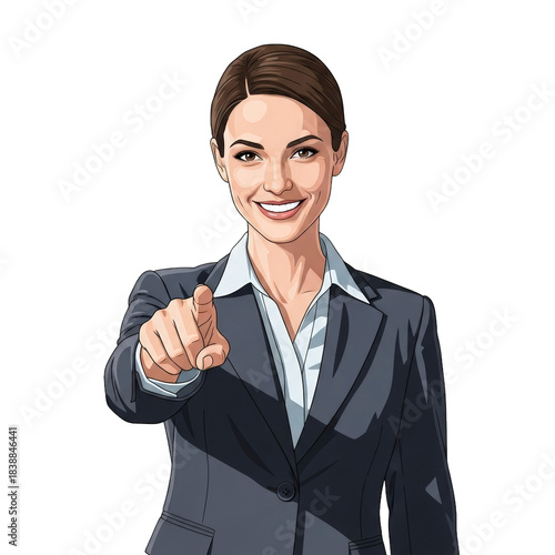 Confident Businesswoman Pointing Directly at the Viewer with a Smile on Her Face