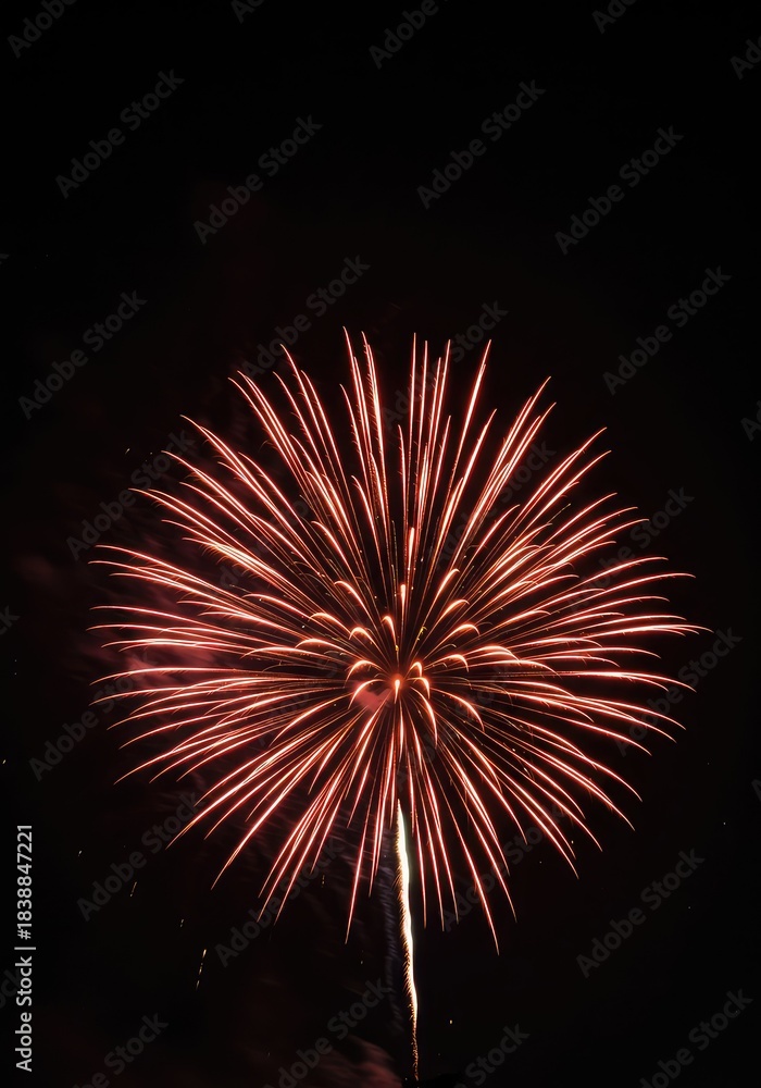 Fototapeta premium A brilliant and vibrant burst of colorful light from a firework explosion illuminating the dark night sky during a festive celebration event ,independence ,colorful ,event