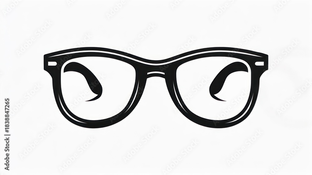 Fototapeta premium Black Silhouette of Vintage Style Eyeglasses.