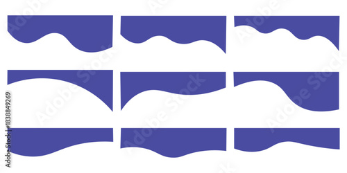 Collection of dividers shape templates. Modern separator header for website and app. Curve lines, wave collection of abstract design element for top and bottom page web site.