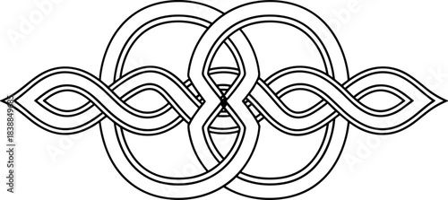 Interlocking Celtic Knot Design with Double Rings and Wavy Lines knotwork interlace