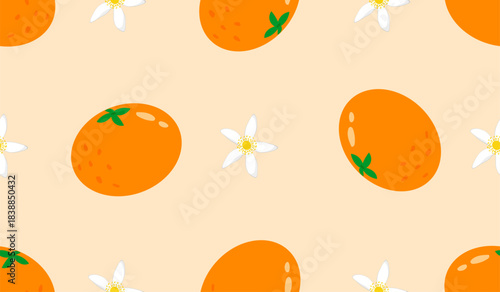 Seamless pattern with orange fruit 