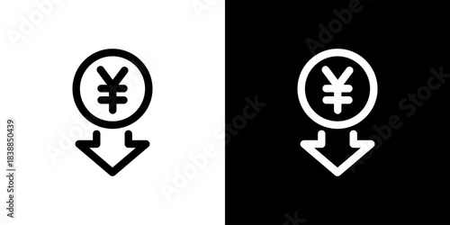 円の受け取り、下降のアイコン