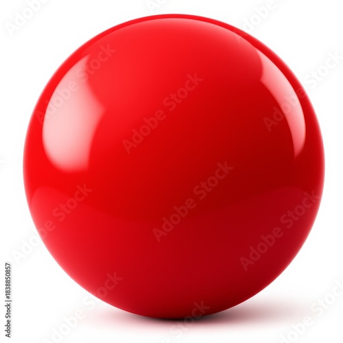 Red snooker ball with glossy finish isolated on white background