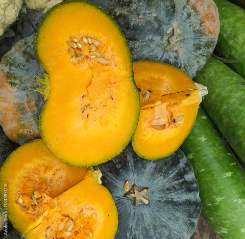 vibrant orange pumpkin squash flesh
