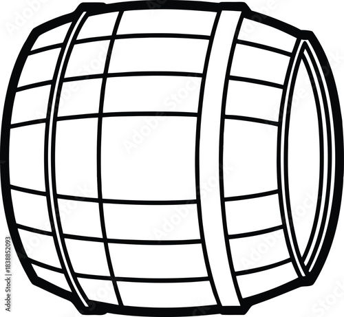 Beer barrel line art vector with metal bands wood wooden
