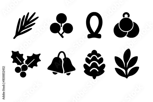 Traditional Holiday Icons. Traditional Holiday Wreath Details. Filled icon set of Traditional Holiday Wreath