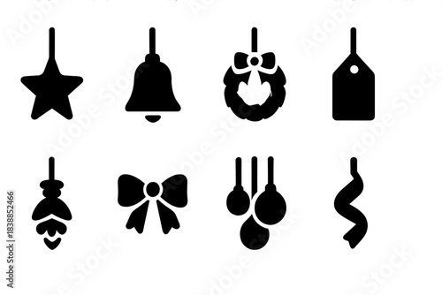 Door Ornament Icons. Door Ornament Collection. Filled icon set of Door Ornament Collection: hanging star,