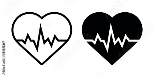 Heartbeat line heart icon set medical ecg love symbol vector for ui and mobile