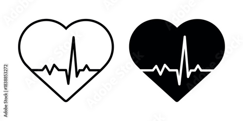 Set of heartbeat line heart icon design